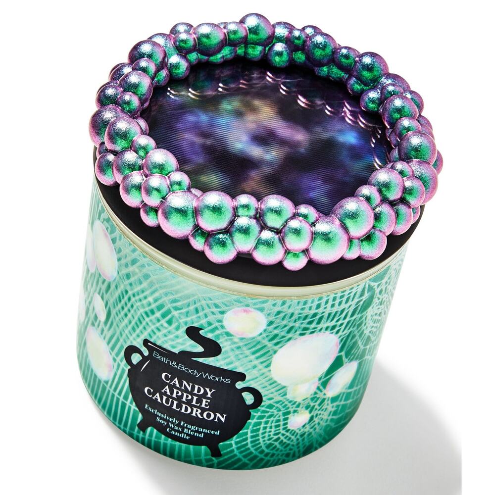 Candy Apple Cauldron 3 Wick Candle Bath & Body Works Halloween Specialty Lid BBW